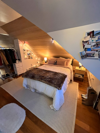 Bedroom Area w/lots of adjustable lighting - Light-Filled Loft: 3 Skylights, Private Bathroom & Your Own Floor