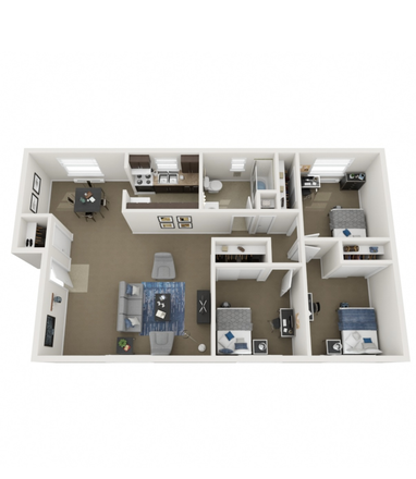 Layout of entire apartment. Subleasing the bedroom that shares a wall with living space. - Apartment sublease Jan-Aug 2026 at The Mill