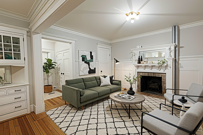 living room (virtually staged) - LOCATION!! NO BROKERS FEE!! HEAT&HOT WATER INCLUDED! 3 BED/1 BATH ON PARK DR AVAILABLE 9/1/26!!