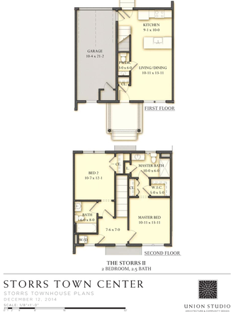 Floor plan - Storrs Center 2BR/2.5BA Townhouse – Walk to UConn, Garage & Laundry