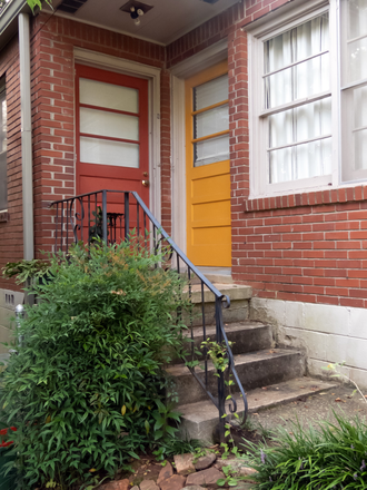 Front Entrance; Yellow door is Apt. A; Red door is Apt. B - Decatur Duplex Apt  2BR/1BA - Near MARTA; Fenced back yard; pet friendly;  Onsite Washer & Dryer