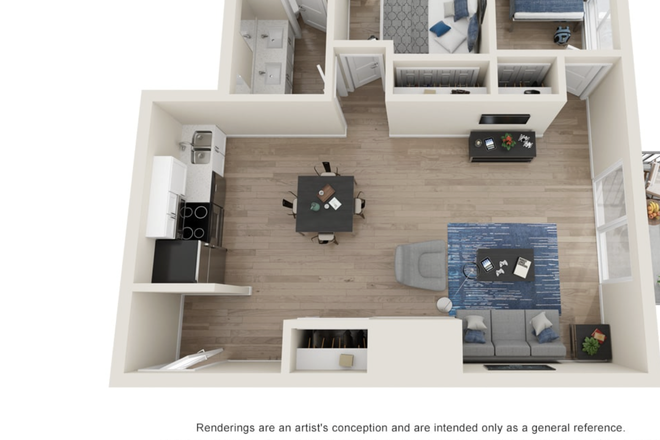 Rendering of the apartment - Victory on Burcham Apartments