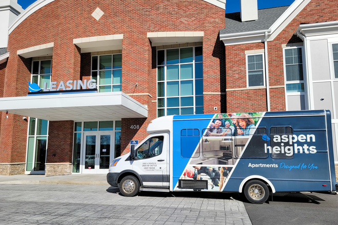 Aspen Heights private shuttle running every 30 minutes between the apartment, UMass campus, and town, with stops near Target and Stop & Shop - Private Bedroom in 3BR Apartment at Aspen Heights – Feb 1, Early Move-in Possible