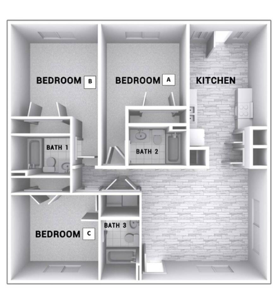 Layout - Bedroom C - Woodlands Knoxville | Sublet/Possible Lease Takeover Spring 2026