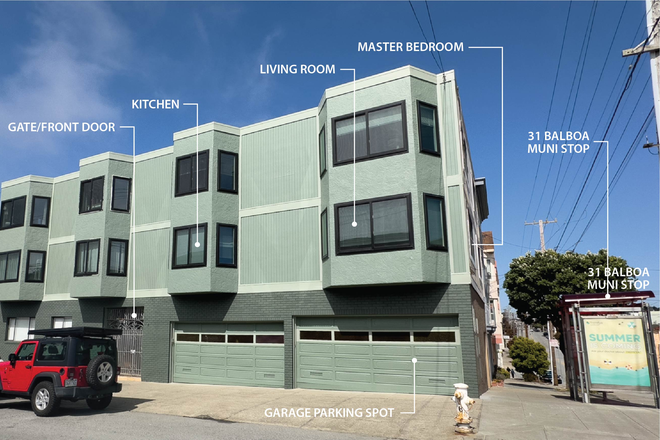 Overview of Building and Apartment - Gorgeous Remodeled Outer Richmond 2B/2B Apt w/Garage Space - Fully Furnished! Double-pane Windows