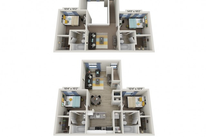 Floor Plan. Unit is upstairs 14 X 10 - TheLofts Apartments