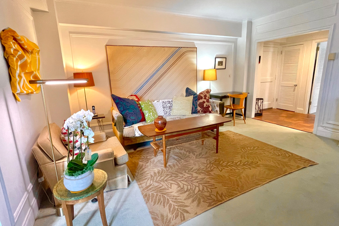 Living Room and entry - Fully Furnished 1 Bed Room. Ideal for Visiting Faculty or Fellow Condo