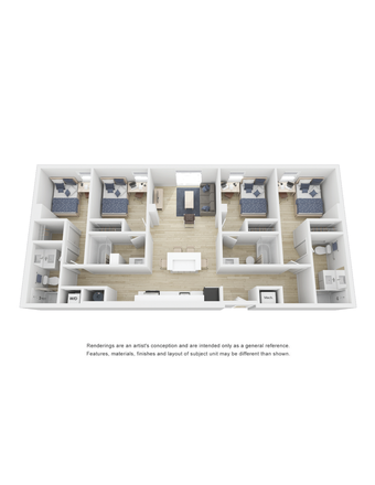 Floor plan - Vox Miami, Private Room & Bathroom In 4x4 Apartments