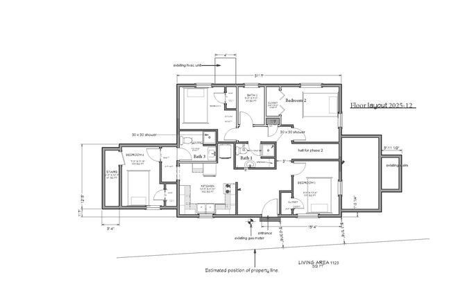 Floor Plan - 4 bed 3 baths Ranch House, walk to NCSU, free parking