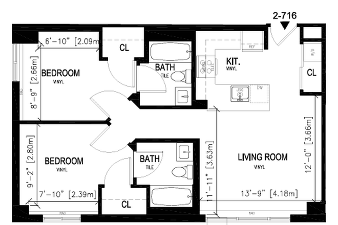 Floor Plan - 2-Bed 2-Bath Summer Sublet | Conveniently Location on HBS Campus | Soldiers Field Park, #02-716 Apartments