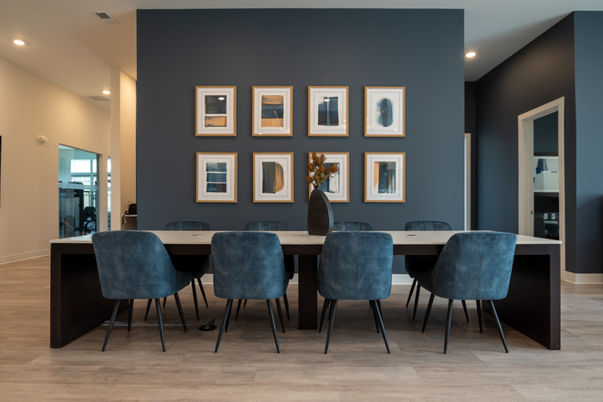 A proper conference table, eight seats, and no reservation required. - Unfurnished 2BR apt-Forge Circle-Pennington