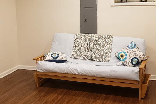 Queen futon in living space - Furnished 1 bedroom apt all utilities included
