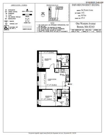 floor plan - One Western Ave. 2b2b apartment close to HBS/SEC/Harvard Square
