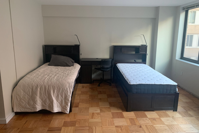 Sleeping Area with Twin XL Beds and Desk - Remodeled and Nicely Furnished Letterman House Studio for 1 or 2 tenants