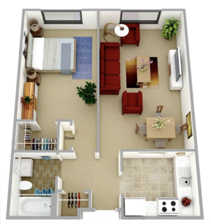 Floorplan - Sublease: 1B1B available at a really amazing price Apartments