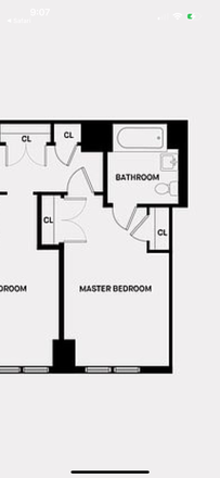 Layout of master bedroom (2 big closets) - Fulton St Brooklyn Apartments