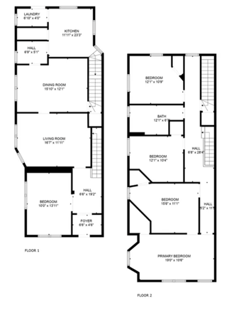 Floorplan (bathroom on first floor is not shown but is there) - House close to campus