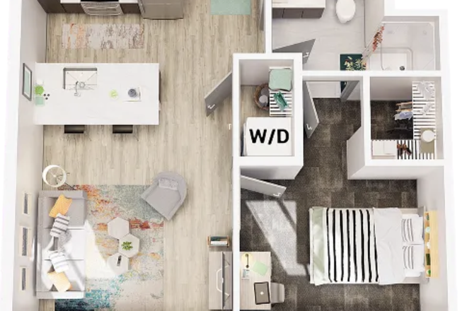 1 Bedroom Standard (Floor Plan) - Lease Relet Available - Union on 6th (1 Bedroom)