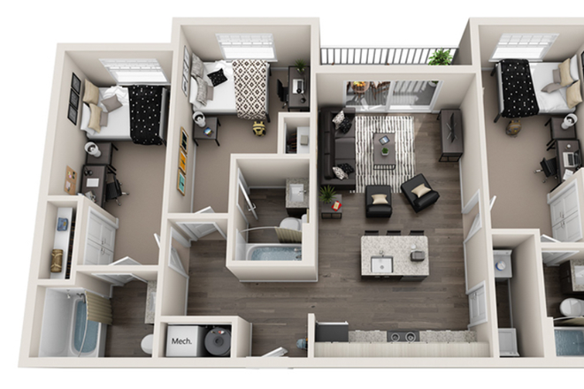 The Bedroom on the Far Right (The Largest!) is the Unit - The Standard at College Station