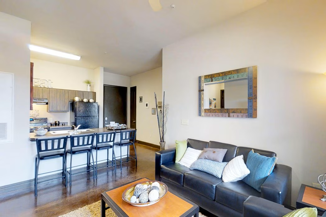 Living Room & Kitchen 2 - The Crimson, Close to Campus Housing Apartments