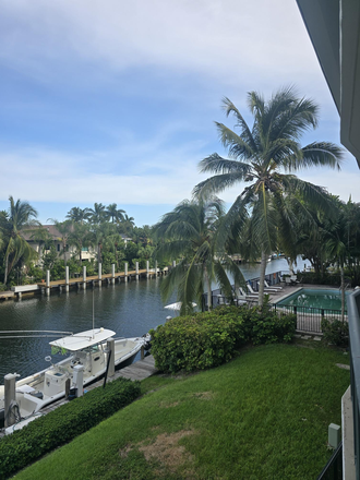 Balcony View of Gables Waterway & Pool - Coral Gables - Edgewater Drive Waterfront Apartment