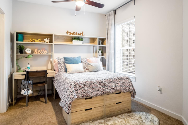 Bedroom, Extra closet space for clothes is provided - Halo 46 Apartments