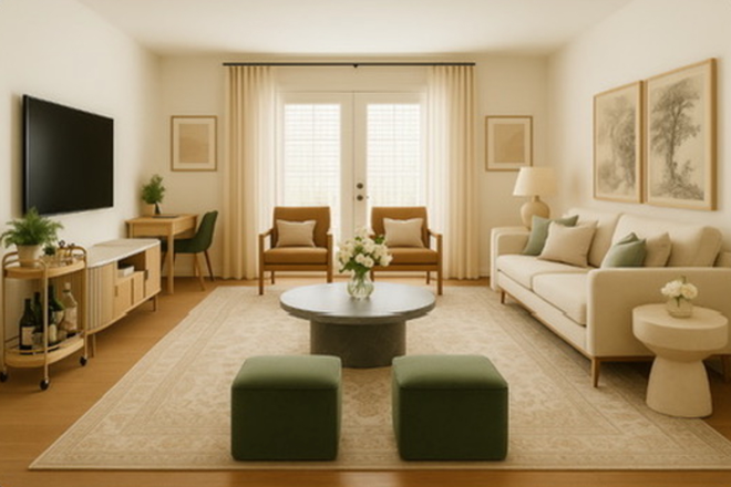 Staged living room - Spacious unit two block from VUMC!! Apartments