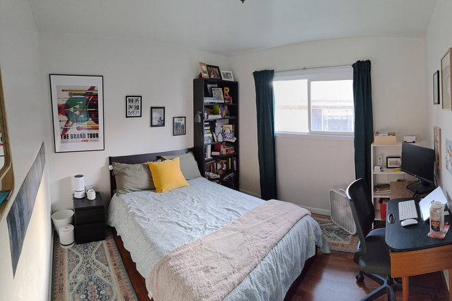 Bedroom (shown furnished) - Room with private bathroom in West Berkeley house