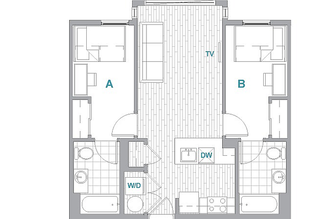 Floor Plan - 2X2 TERRACE APARTMENT SUBLEASE SPRING 2026