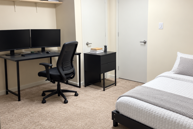 Bedroom - Available Now! Spacious 3-Bedroom, 2.5-Bath Home Steps from Campus—Hardwood Floors & Central A/C!