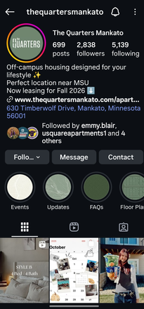 Property Instagram - The Quarters mankato Apartments