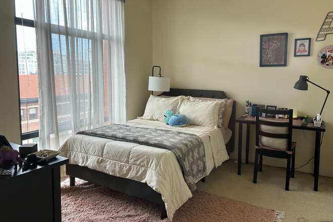 This is the bedroom I am subletting. It can comfortably fit a full size bed, desk, and dresser. It has two closets. - Aug 2025-2026 Sublet Apartments