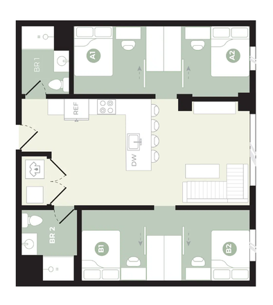 Layout - The Hub College Park - 4x2 Apartment - Spring 2026 Sublease