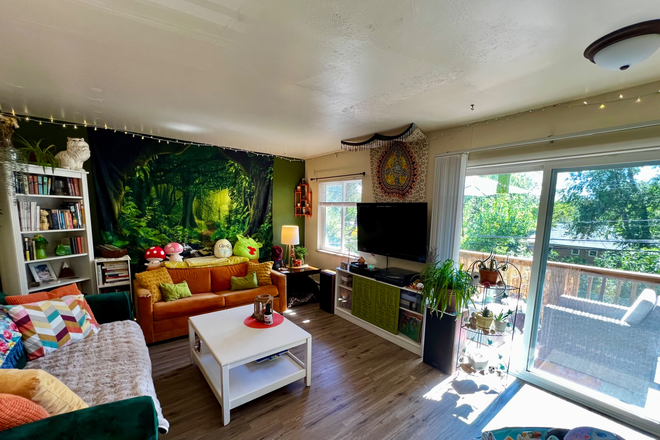 Living Room - 2BR/1BA Sunny Top Floor Corner Unit (Private balcony w/ Flatirons views) **ENTIRE APT**