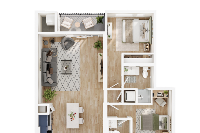 Layout of entire unit, this unit is located in the back and overlooks the pool with large windows as opposed to unit at the front - Current Midtown Apartment Top Floor/Main Building