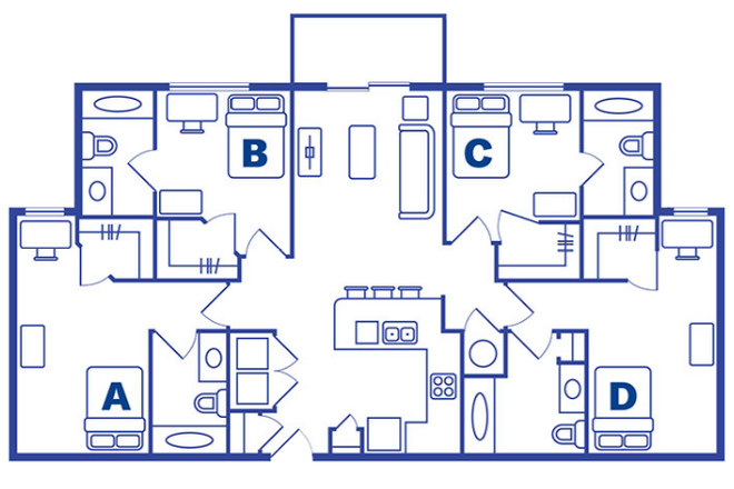 4x4 Floor Plan - Lark Central Florida Apartments
