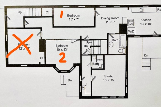 Bedroom1 and 2 Available - Two bedrooms left in a 3-bed, 1-bath apartment