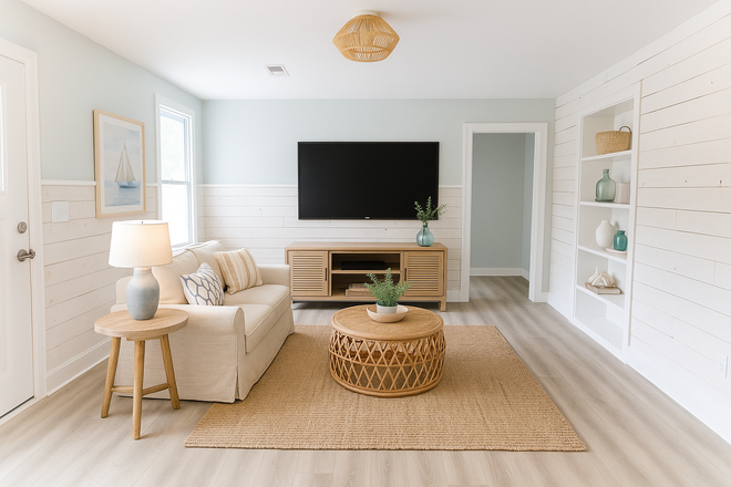 Living room (AI furnished - we will furnish) - Cute, FURNISHED 3BR house remodeled in 2025! Flexible lease. Free internet! 10 min to downtown