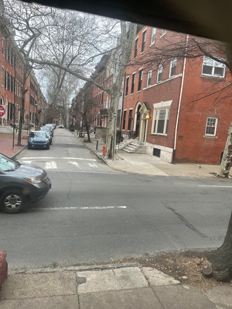 View from front window. - Location..location.. Riths.Sq, walk,bus,Pennbus out front,  bike to Apartments