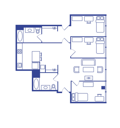 Apartment Floorplan - Furnished room at ION Lincoln Park – 1 month sublease, steps from DePaul, all utilities included Apartments