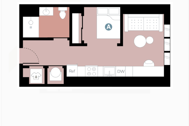 overview of floor plan - The Hub - Brand New Studio Apartment!