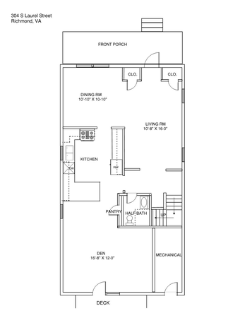 1st Floor plan - Home - 4 bedroom Built 2007- 0regon Hill, private parking, walking distance to VCU