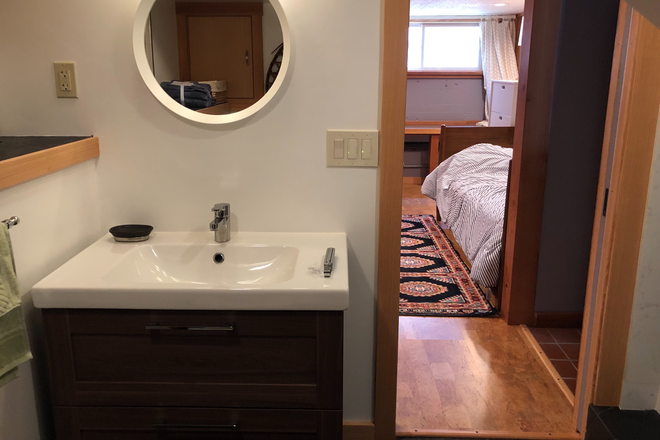 View from lovely full bathroom withGaudi tile floor - Lovely Fully Furnished Studio With A Private Entrance Apartments