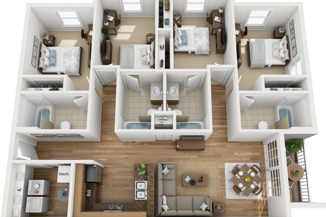 Floor Plan - Sunchase at JMU Lease Takeover, 1 BR in 4 BR unit in-room Bathroom (Dolly) July 2026-27 Apartments