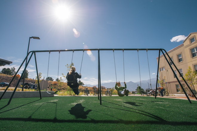Swings in Alpine Valley - Alpine Village Apartments, on campus