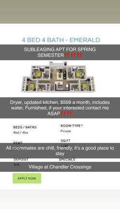 Floor plan for entire unit - The Village at Chandler Crossings