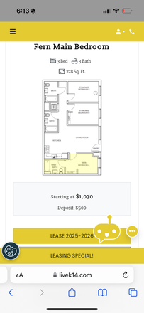 Highlighted bedroom is available - 3 person apartment with main bedroom open