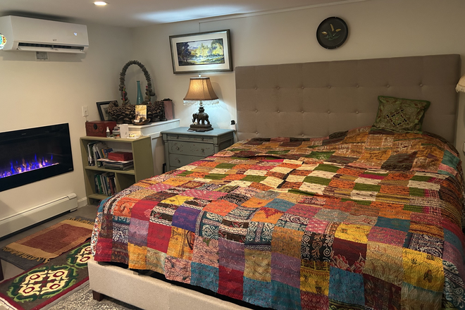 Bedroom with Ac/heat pump and electric fireplace - Studio Apartment (4 miles from campus)with all utilities included_ Avail. Oct. 1, 2026
