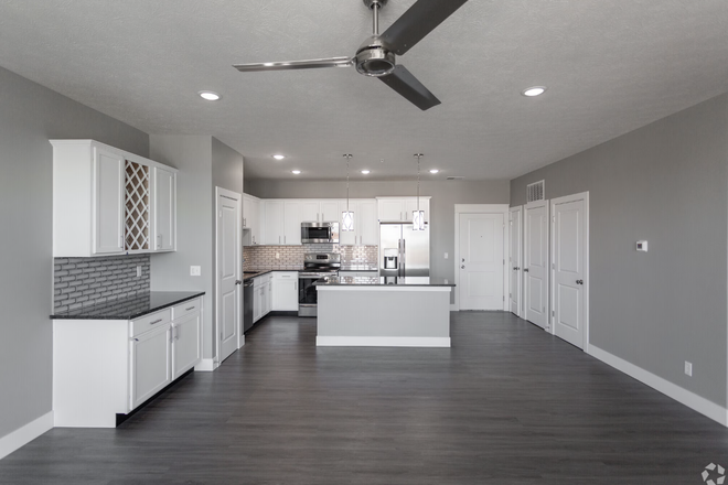 kitchen and entrance view from living room - Pullman Station Apartment