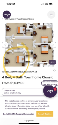 Floor plan upstairs - The grove flagstaff Townhome